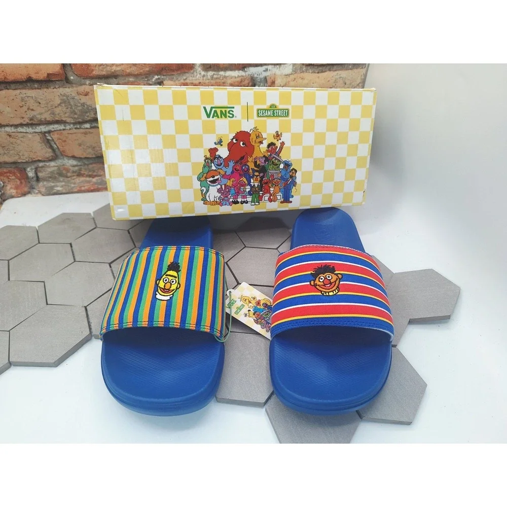 Vans x Sesame Street La Costa Slide Bert & Ernie Blue Stripes Sandals Men's 12